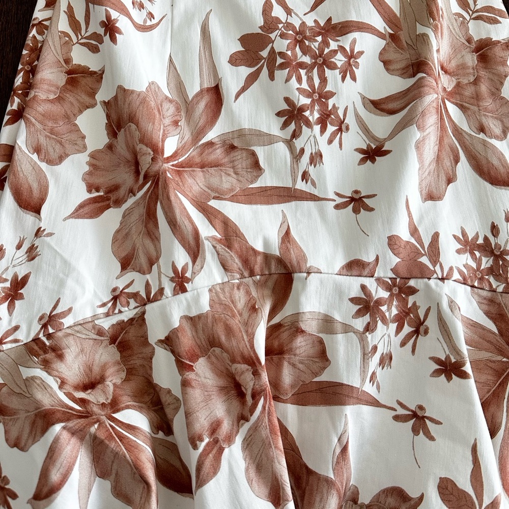 ANTONIO MELANI Cream & Brown Floral High-Low Skirt - Picture 4 of 6